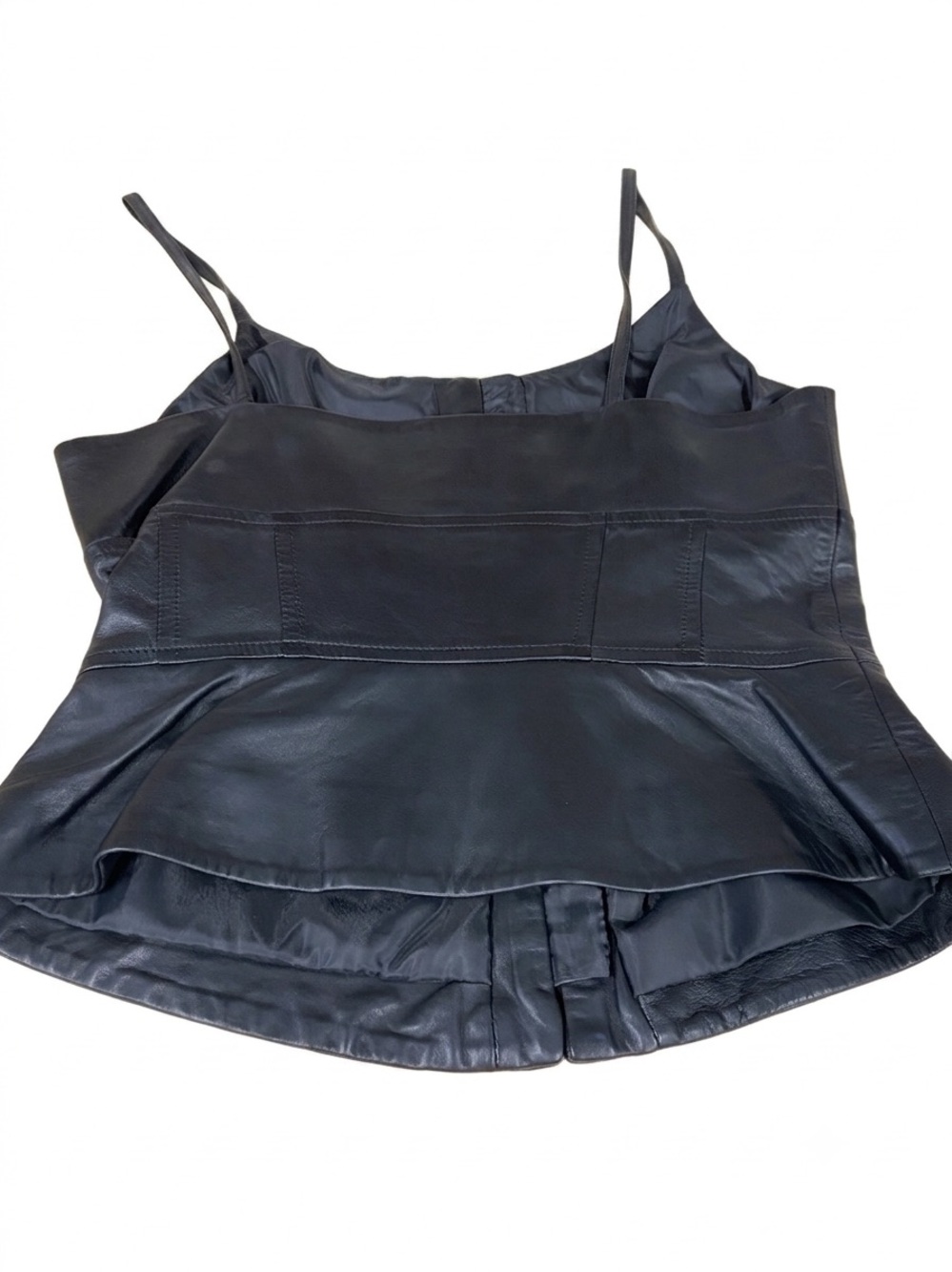 Cache Black Leather Corset Style Top Size 6 HH - Picture 2 of 4